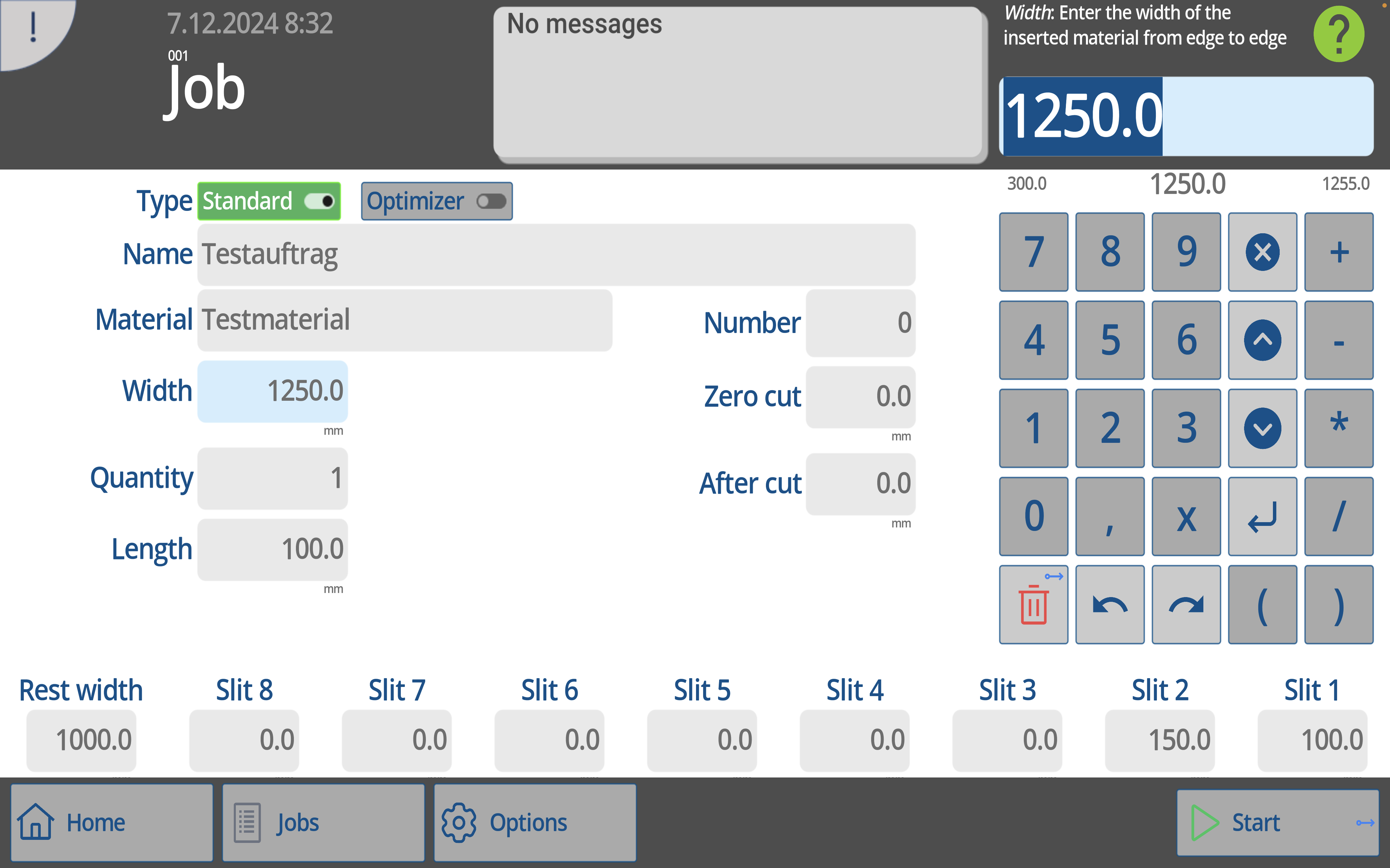 Example GUI screen